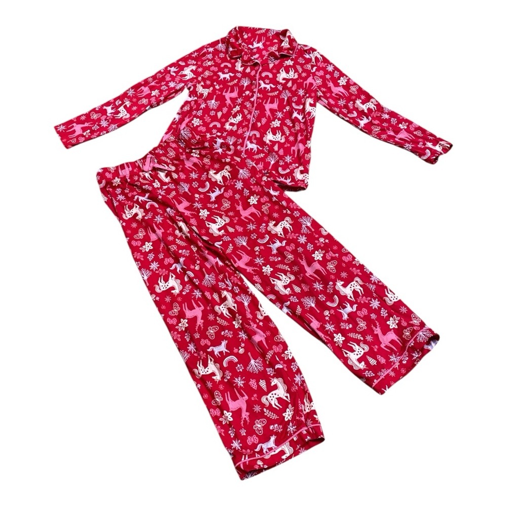 Holiday Time Red Unicorn Pajama Set